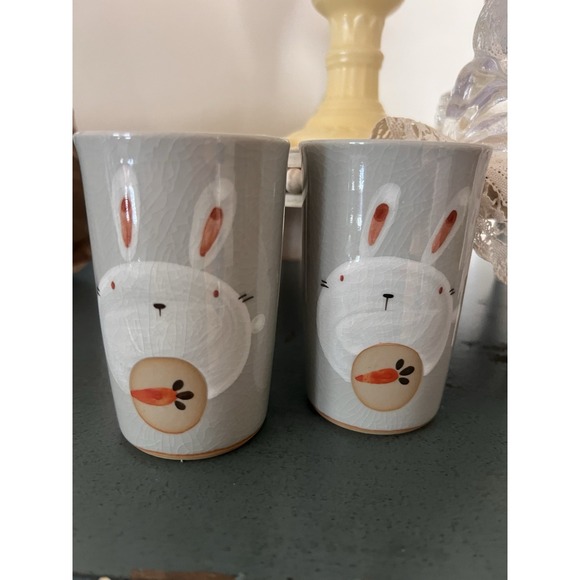 Teavana Other - Teavana Fine Stoneware Yunomi Tea Cup Mug Rabbit Bunny Trails Carrot Japan 3.75"
